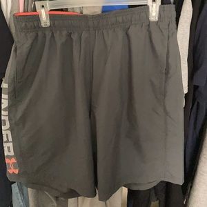 Grey and orange athletic Under Armor shorts